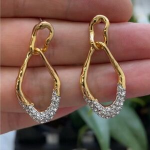 Double Link Hoop Earrings Pave’ Crystal Gold Solanales Alexis Bittar STYLE N14